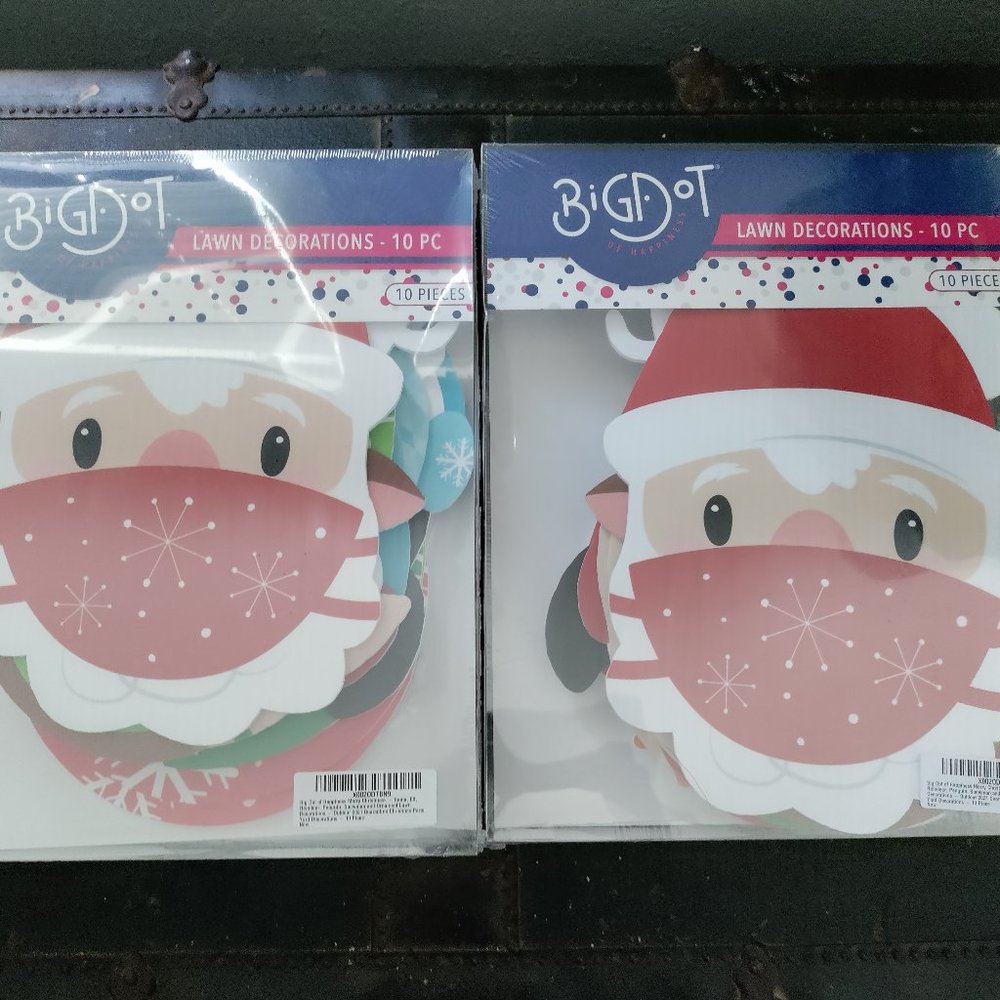 LOT OF 4 BIGDOT OUTDOOR LAWN DECOR - 10 PIECES - 2021 HAPPINESS MERRY CHRISTMASK